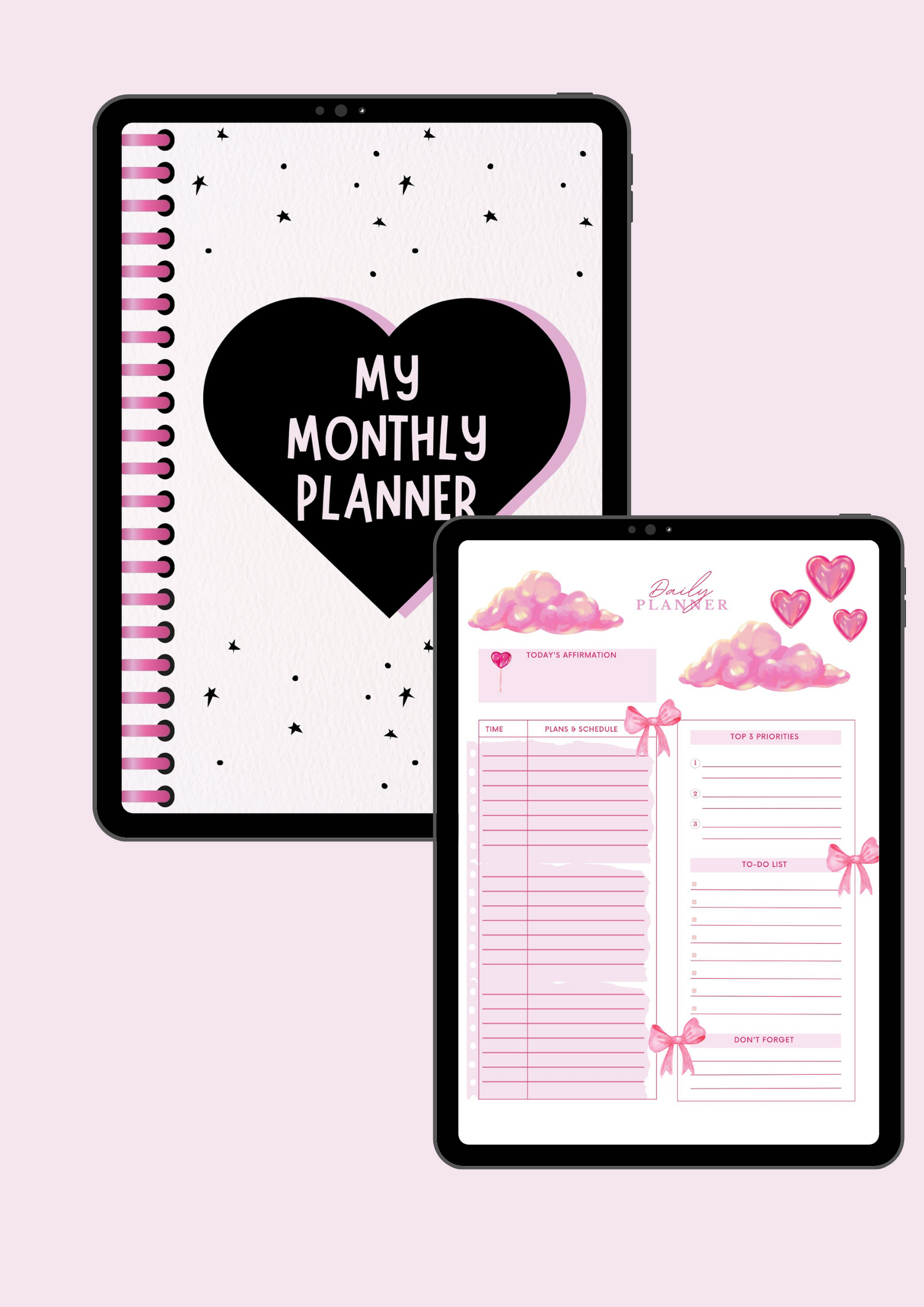 Weekly Planner vibrant aesthetic butterfly yellow orange light pink monday to sunday planner